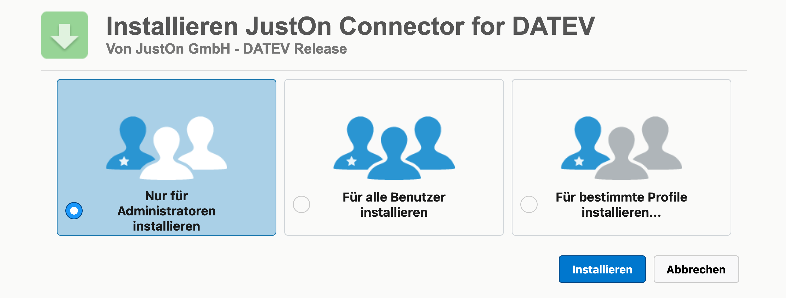 app installation for admins