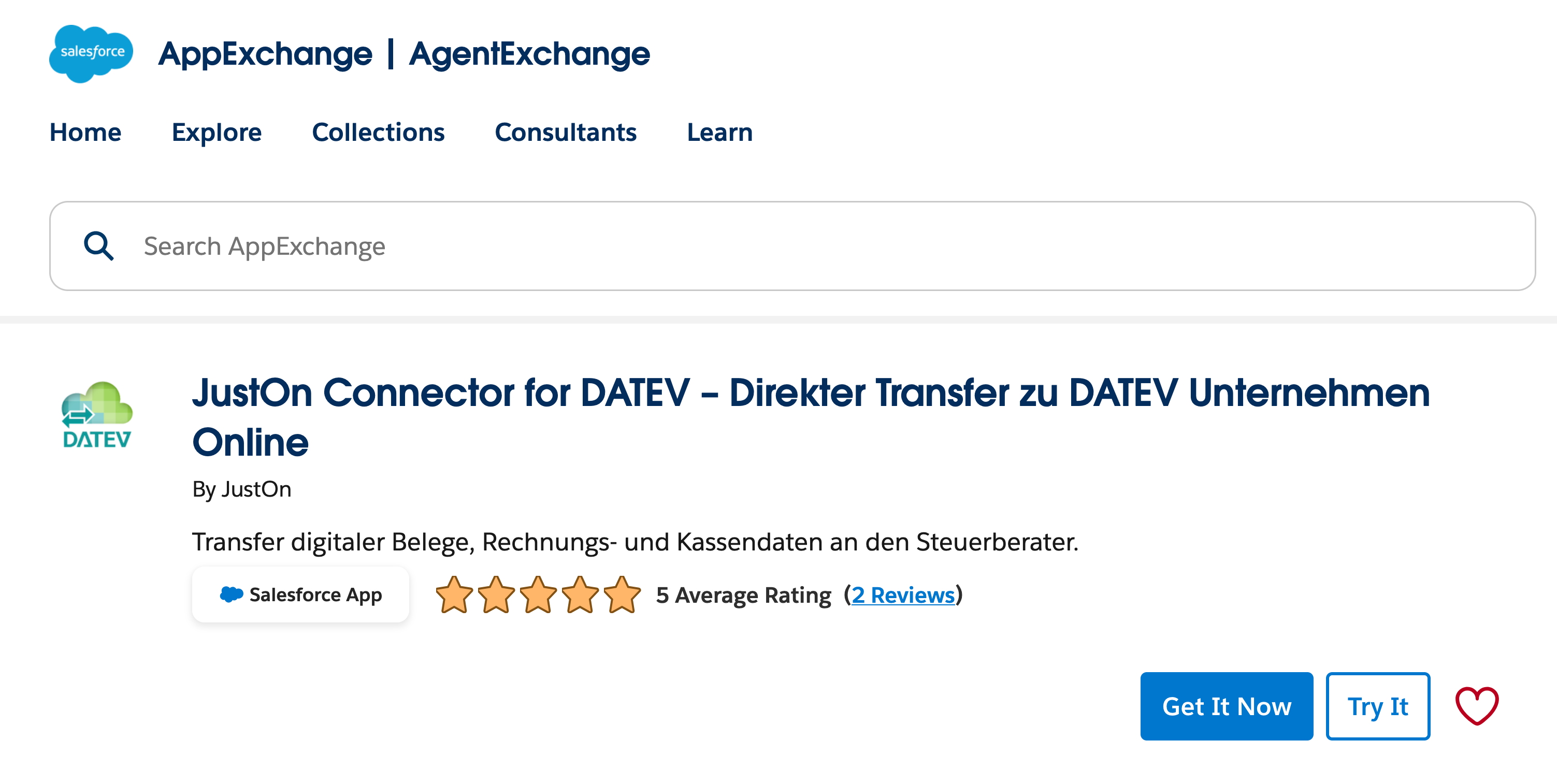 JustOn Connector for DATEV in Salesforce AppExchange